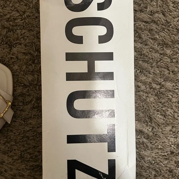 SCHUTZ White Sandals with Gold Accent - Picture 3 of 3